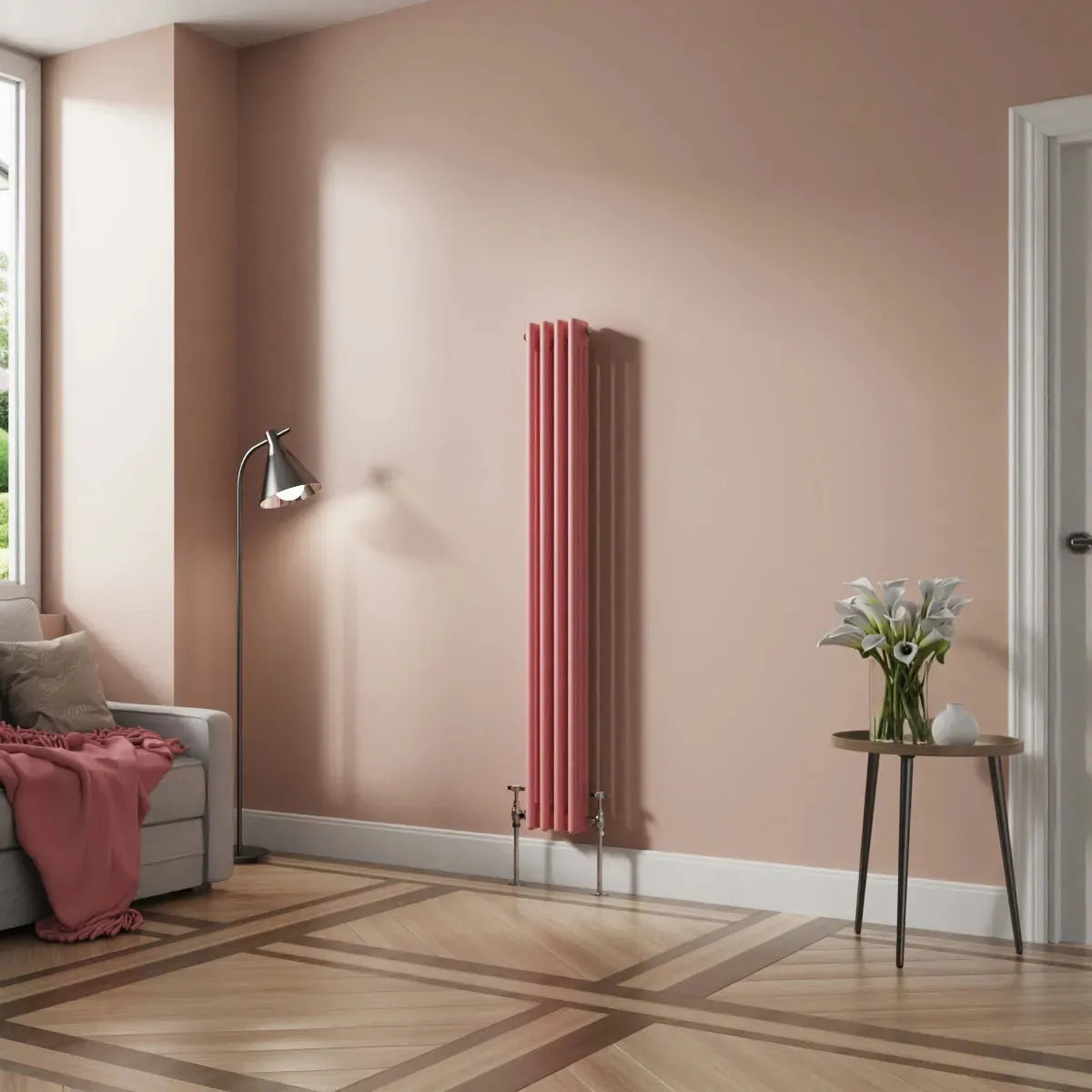 Ferentino - Traditional vertical column radiator light pink