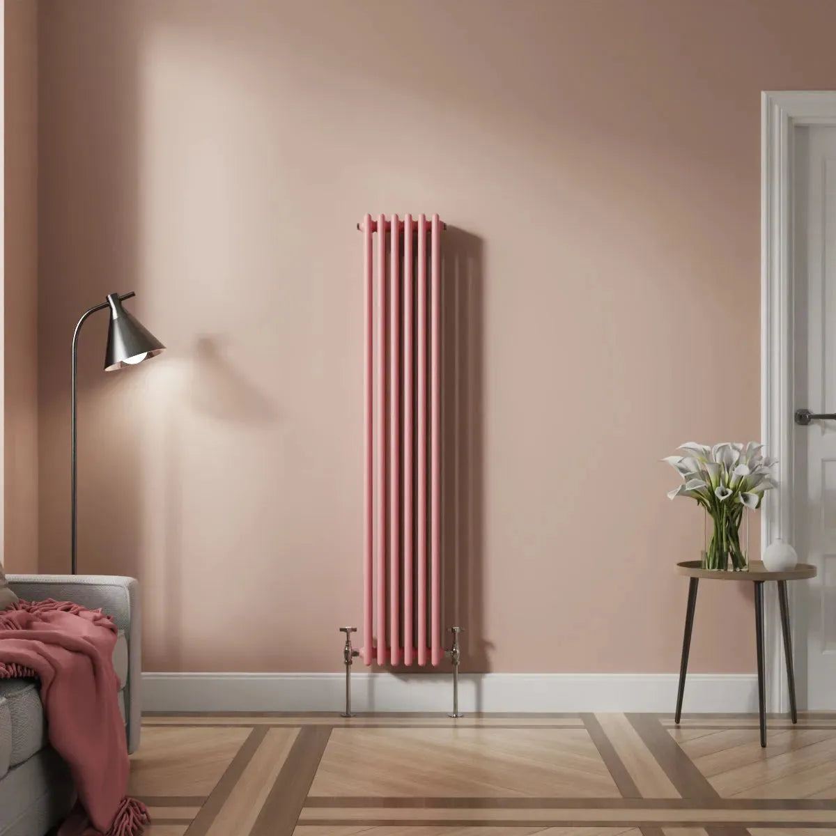 Ferentino - Traditional vertical column radiator light pink