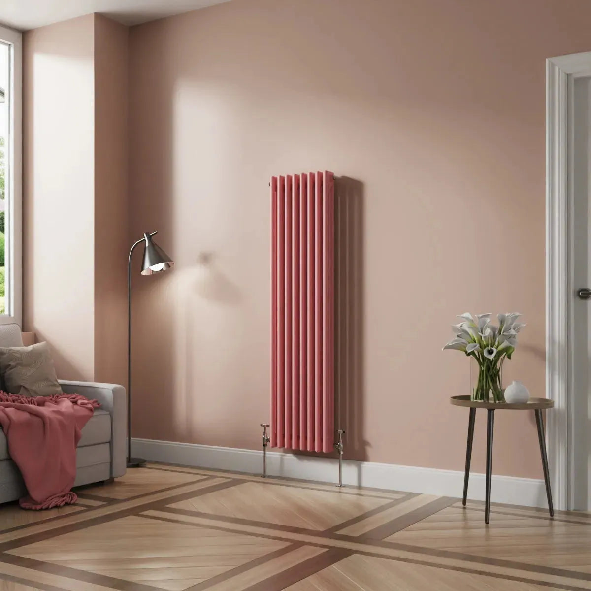 Ferentino - Traditional vertical column radiator light pink