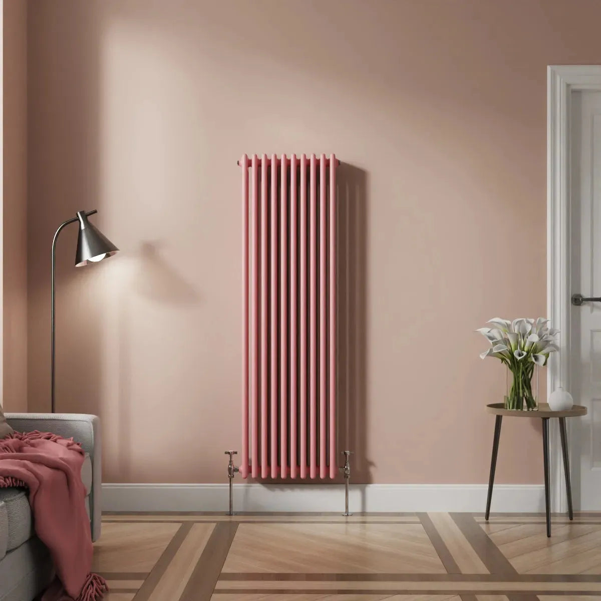 Ferentino - Traditional vertical column radiator light pink