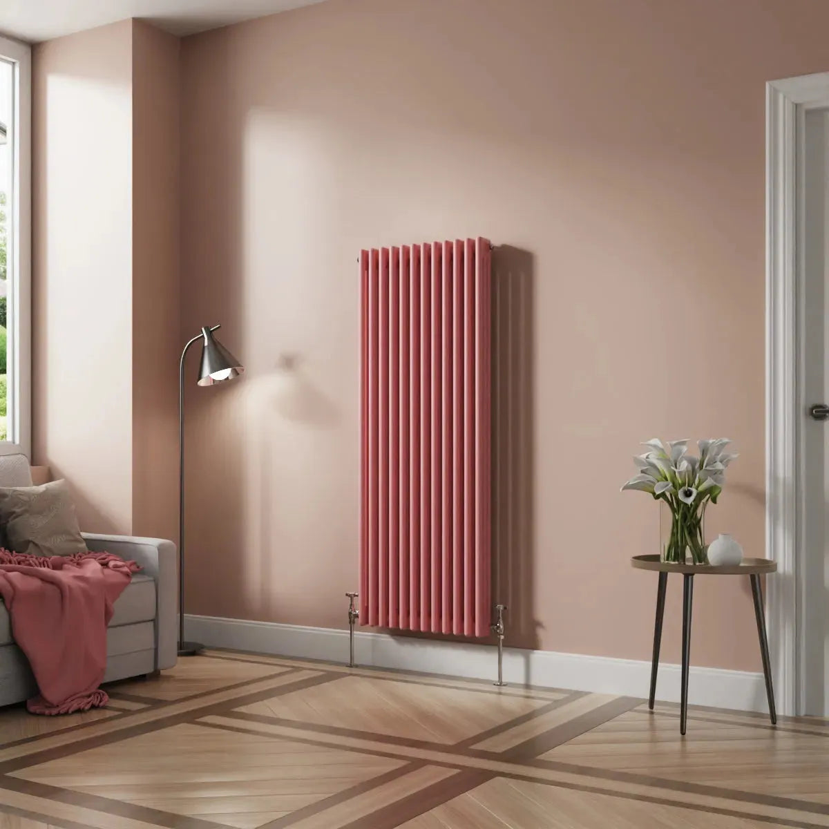 Ferentino - Traditional vertical column radiator light pink