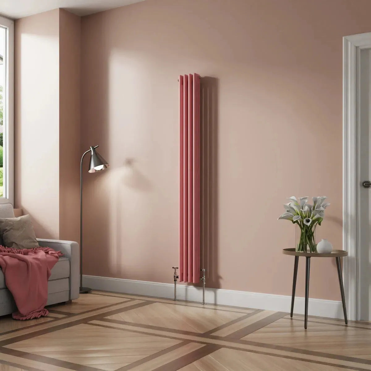 Ferentino - Traditional vertical column radiator light pink