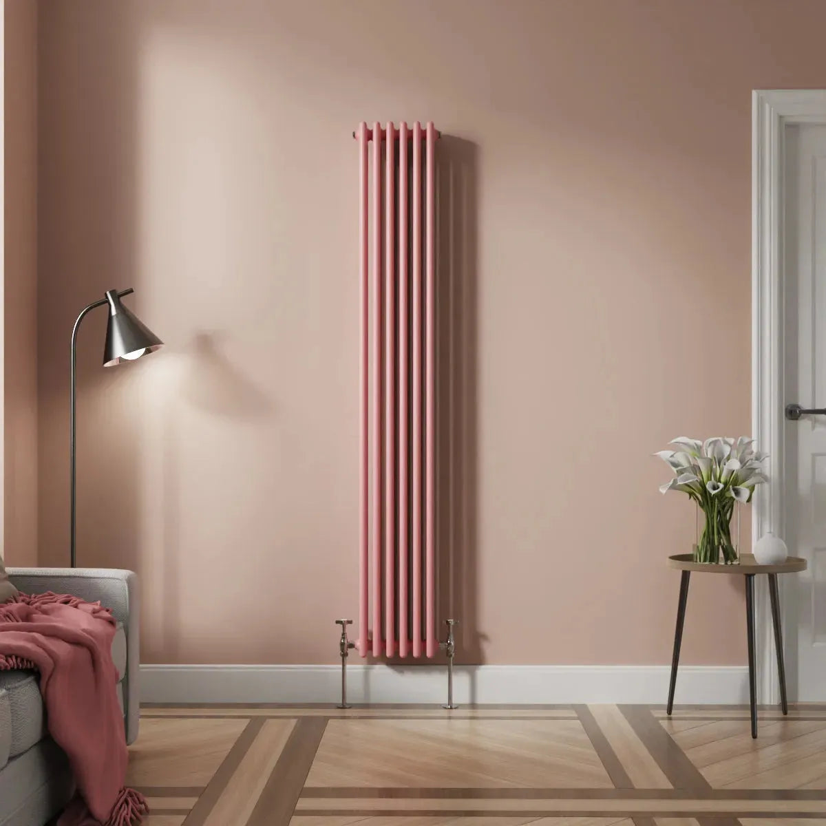 Ferentino - Traditional vertical column radiator light pink