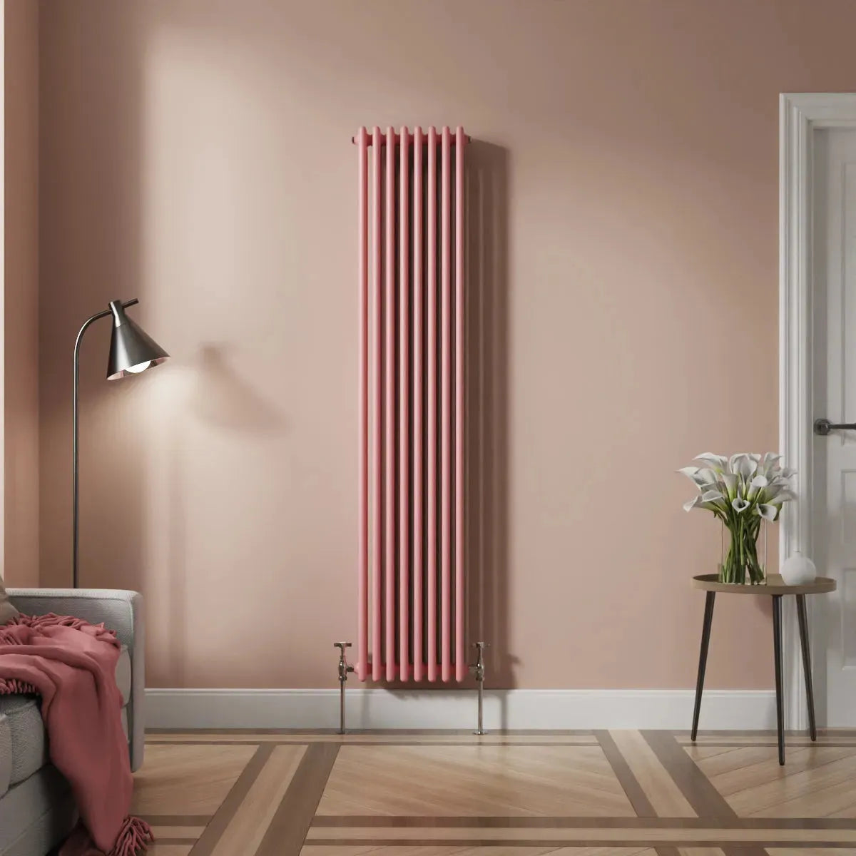 Ferentino - Traditional vertical column radiator light pink