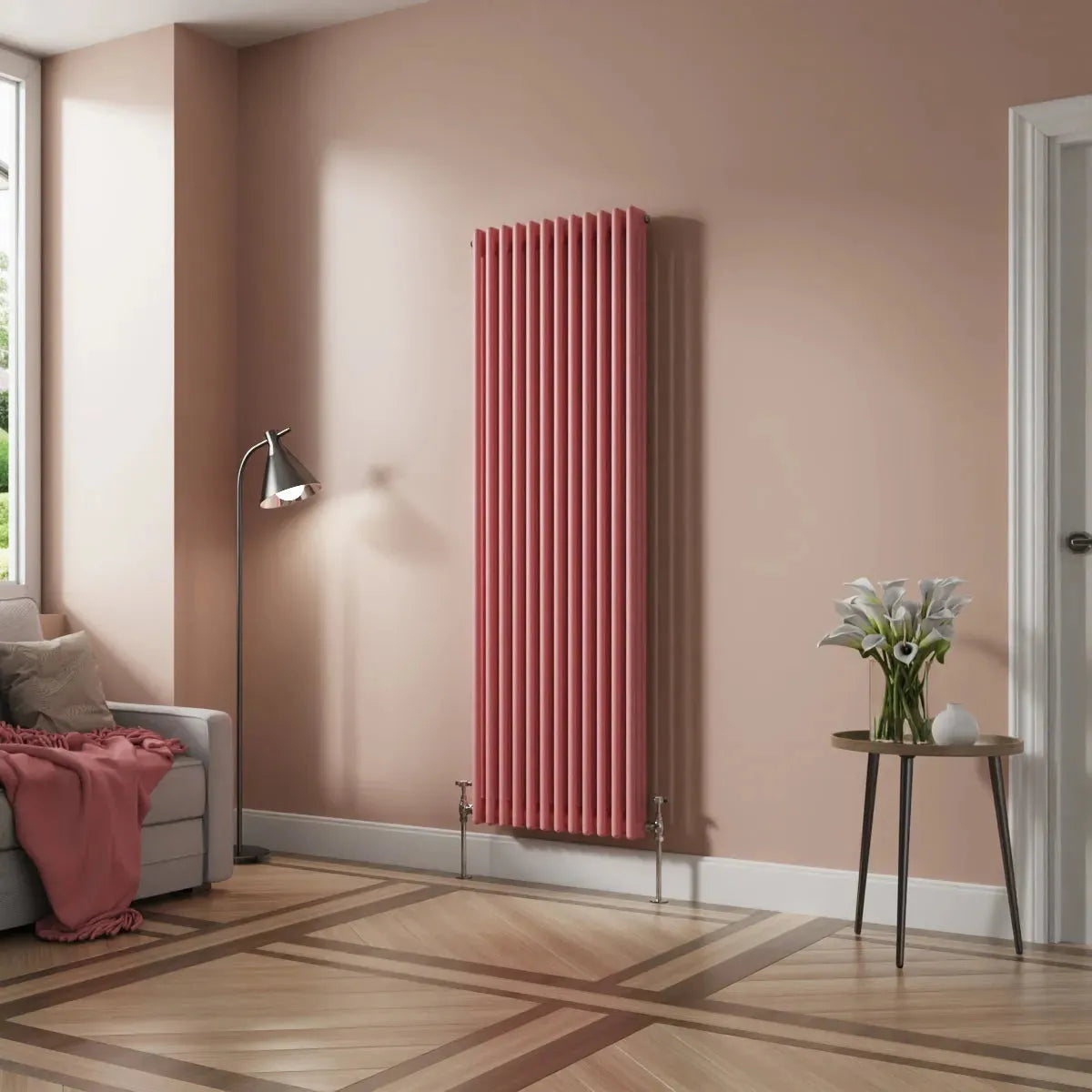 Ferentino - Traditional vertical column radiator light pink