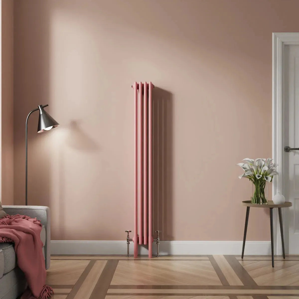 Ferentino - Traditional vertical column radiator light pink