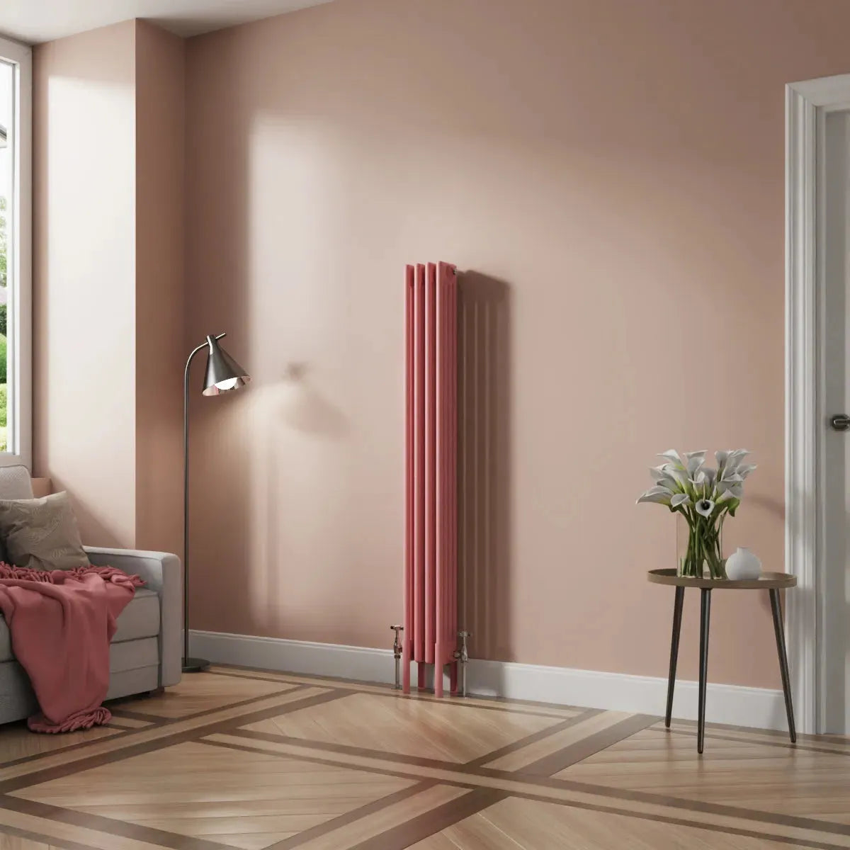 Ferentino - Traditional vertical column radiator light pink