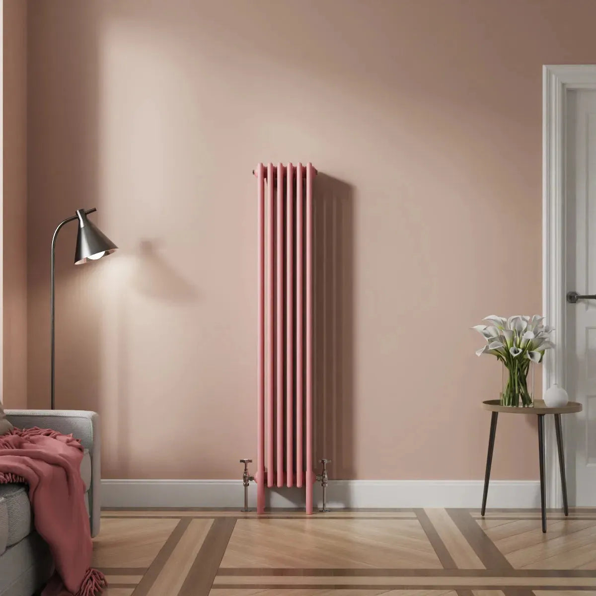 Ferentino - Traditional vertical column radiator light pink