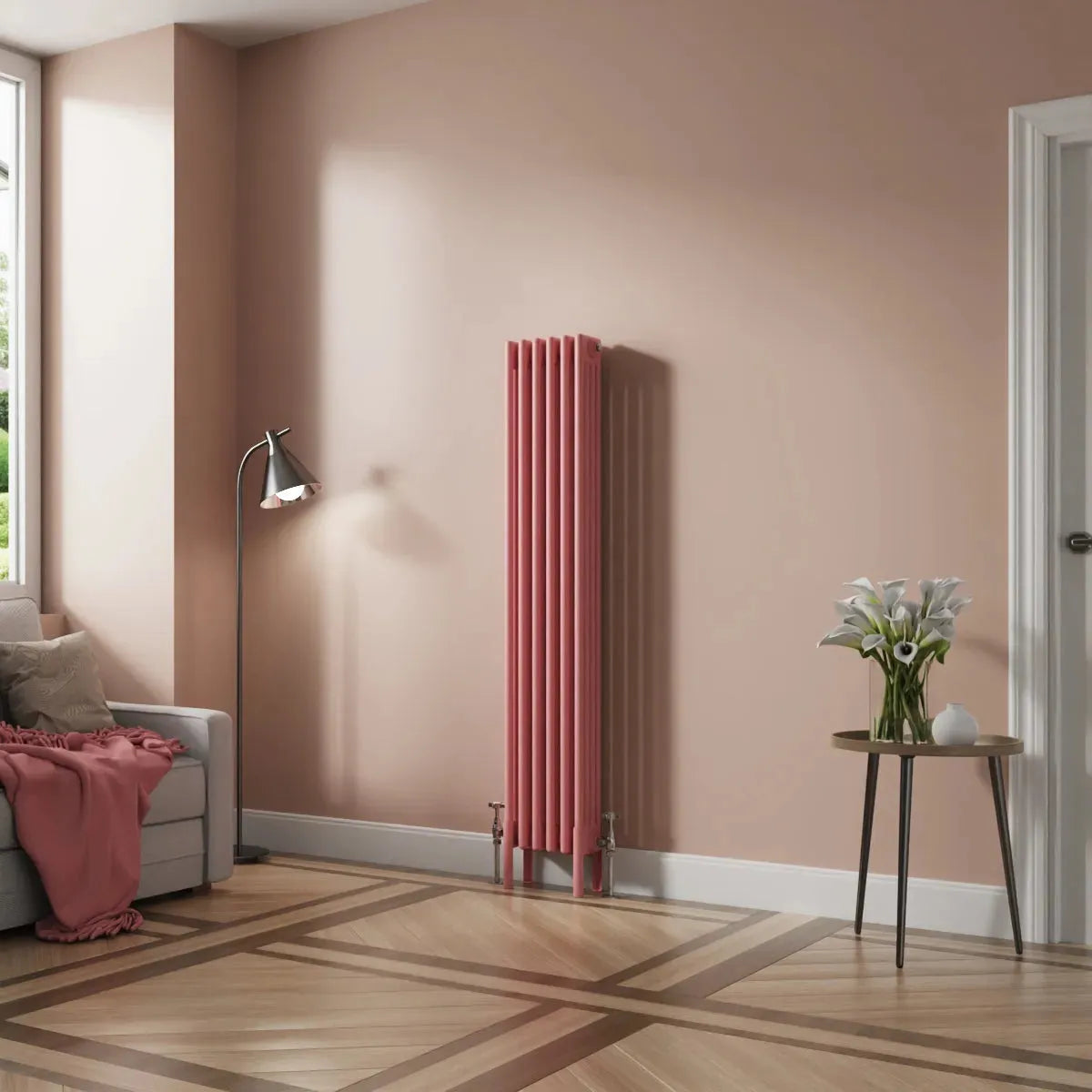 Ferentino - Traditional vertical column radiator light pink