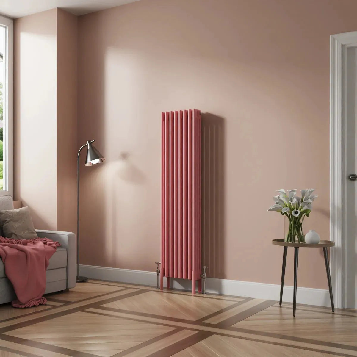 Ferentino - Traditional vertical column radiator light pink