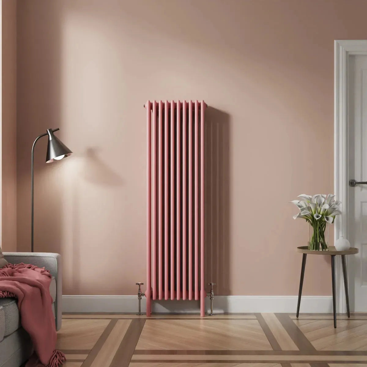 Ferentino - Traditional vertical column radiator light pink