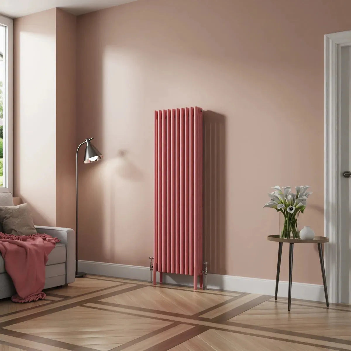 Ferentino - Traditional vertical column radiator light pink