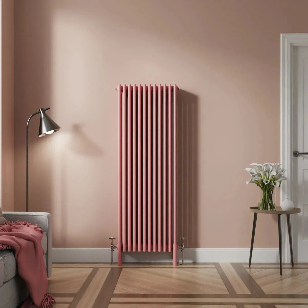 Ferentino - Traditional vertical column radiator light pink