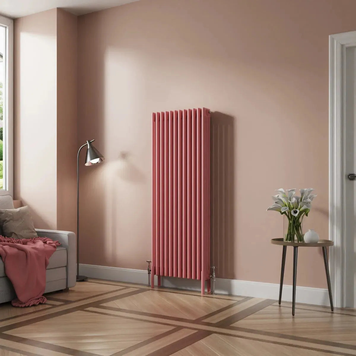 Ferentino - Traditional vertical column radiator light pink