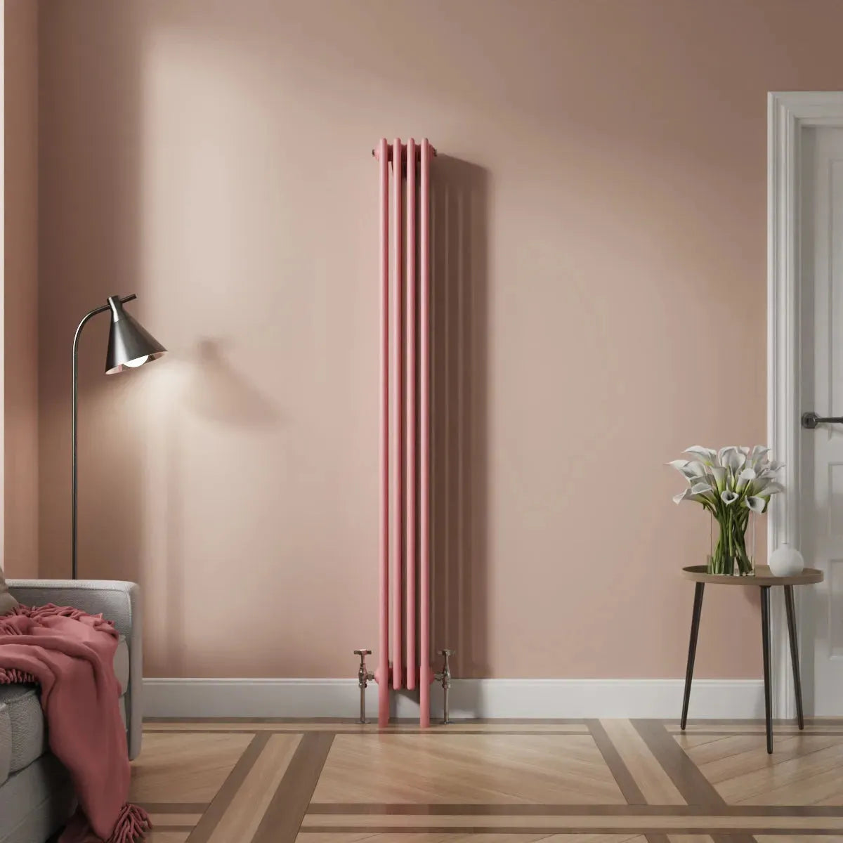 Ferentino - Traditional vertical column radiator light pink