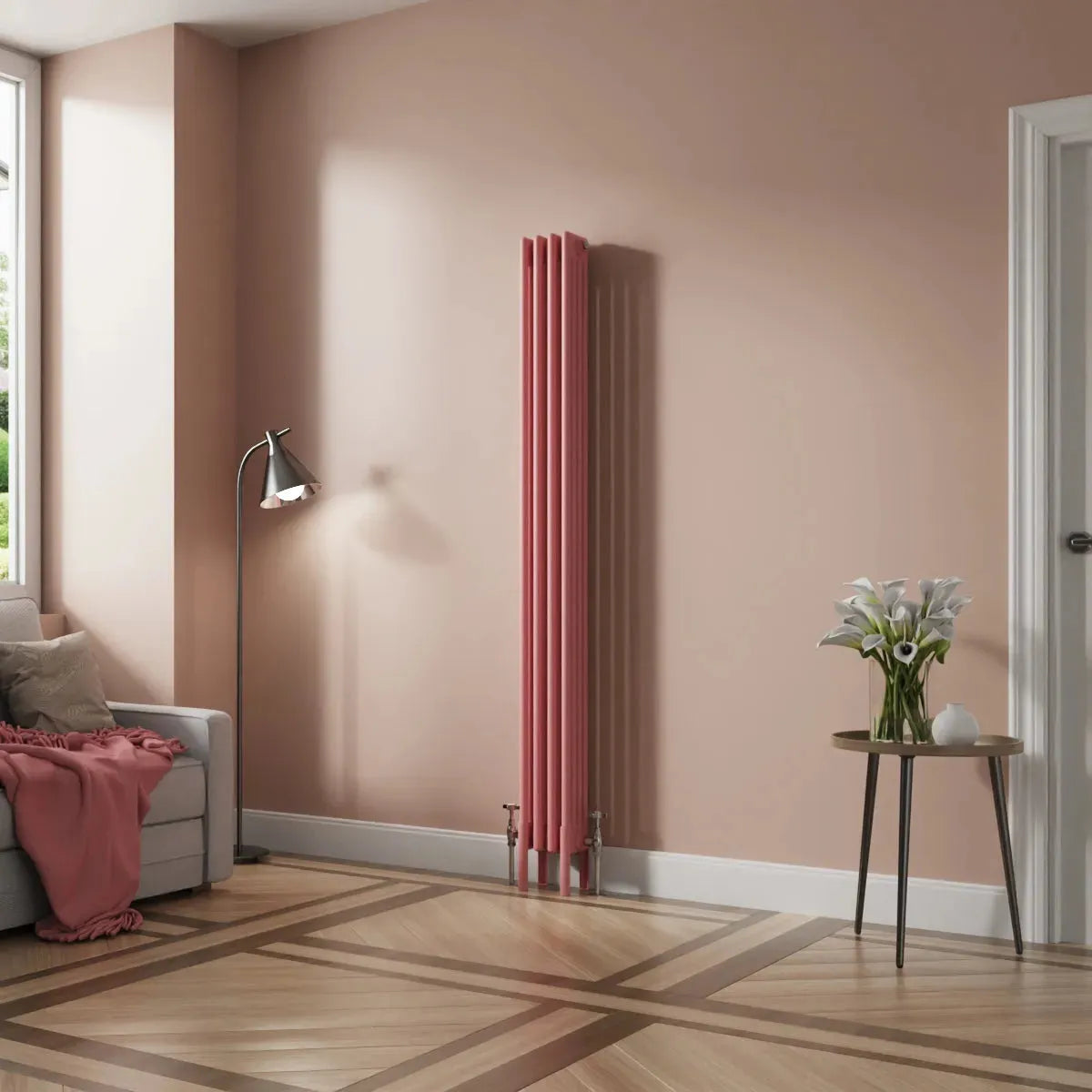 Ferentino - Traditional vertical column radiator light pink