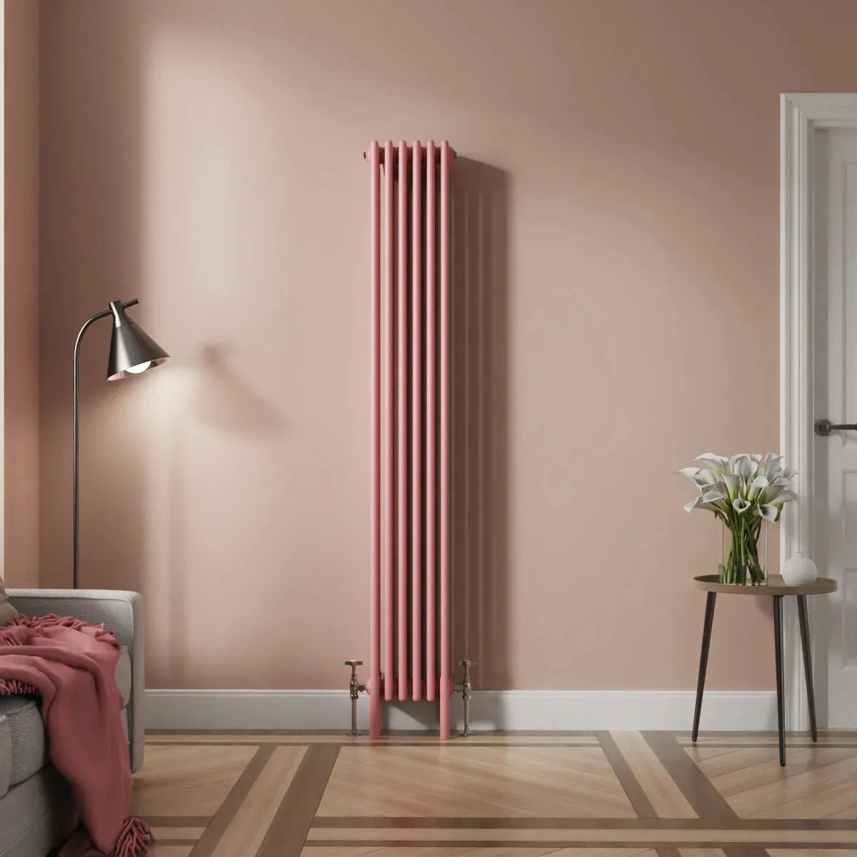 Ferentino - Traditional vertical column radiator light pink