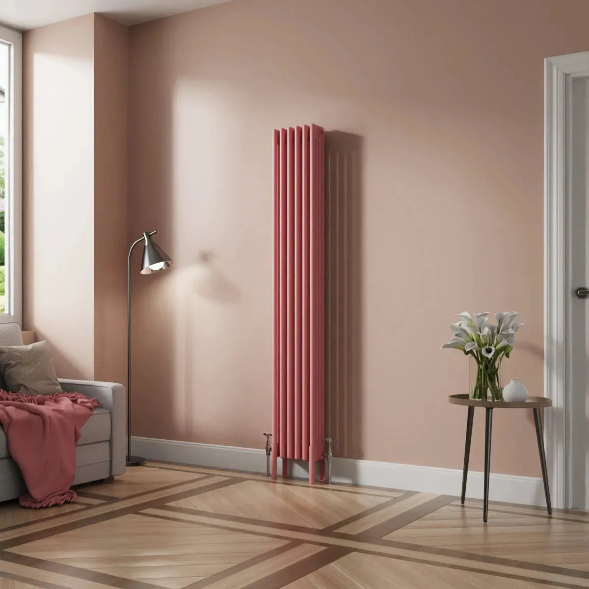 Ferentino - Traditional vertical column radiator light pink