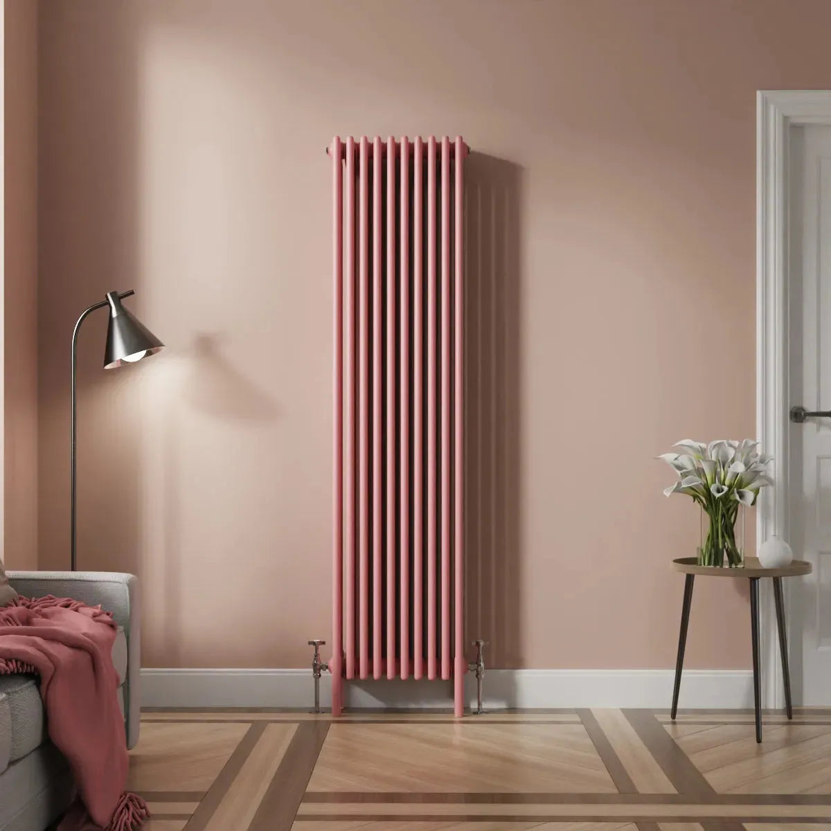 Ferentino - Traditional vertical column radiator light pink