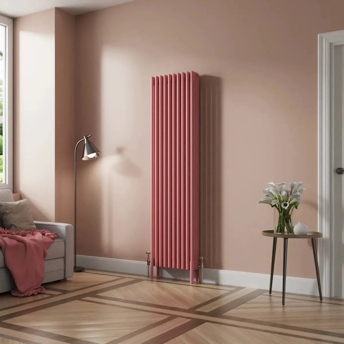 Ferentino - Traditional vertical column radiator light pink