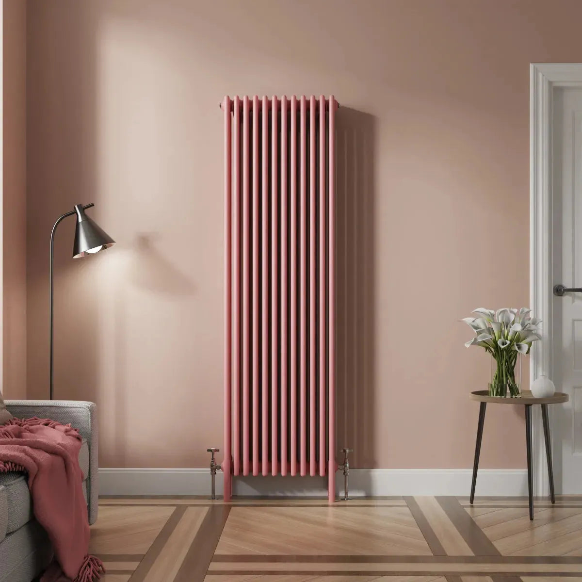 Ferentino - Traditional vertical column radiator light pink