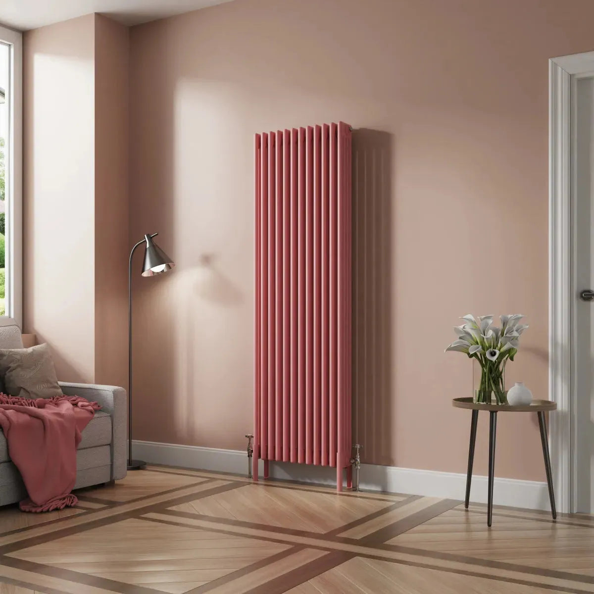 Ferentino - Traditional vertical column radiator light pink