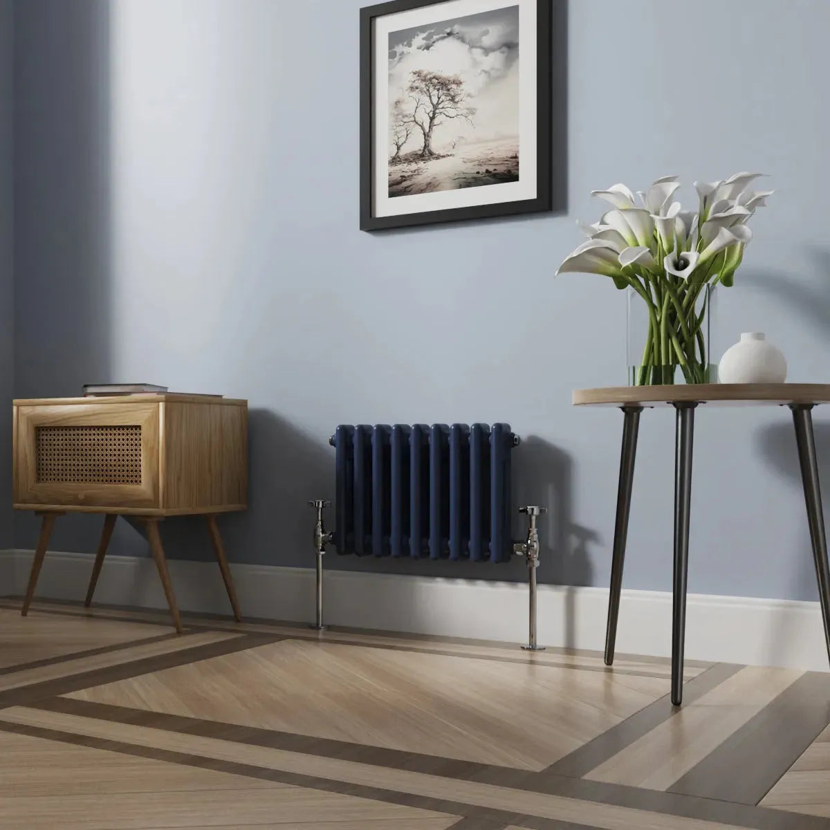 Ferentino - Traditional horizontal column radiator sapphire blue