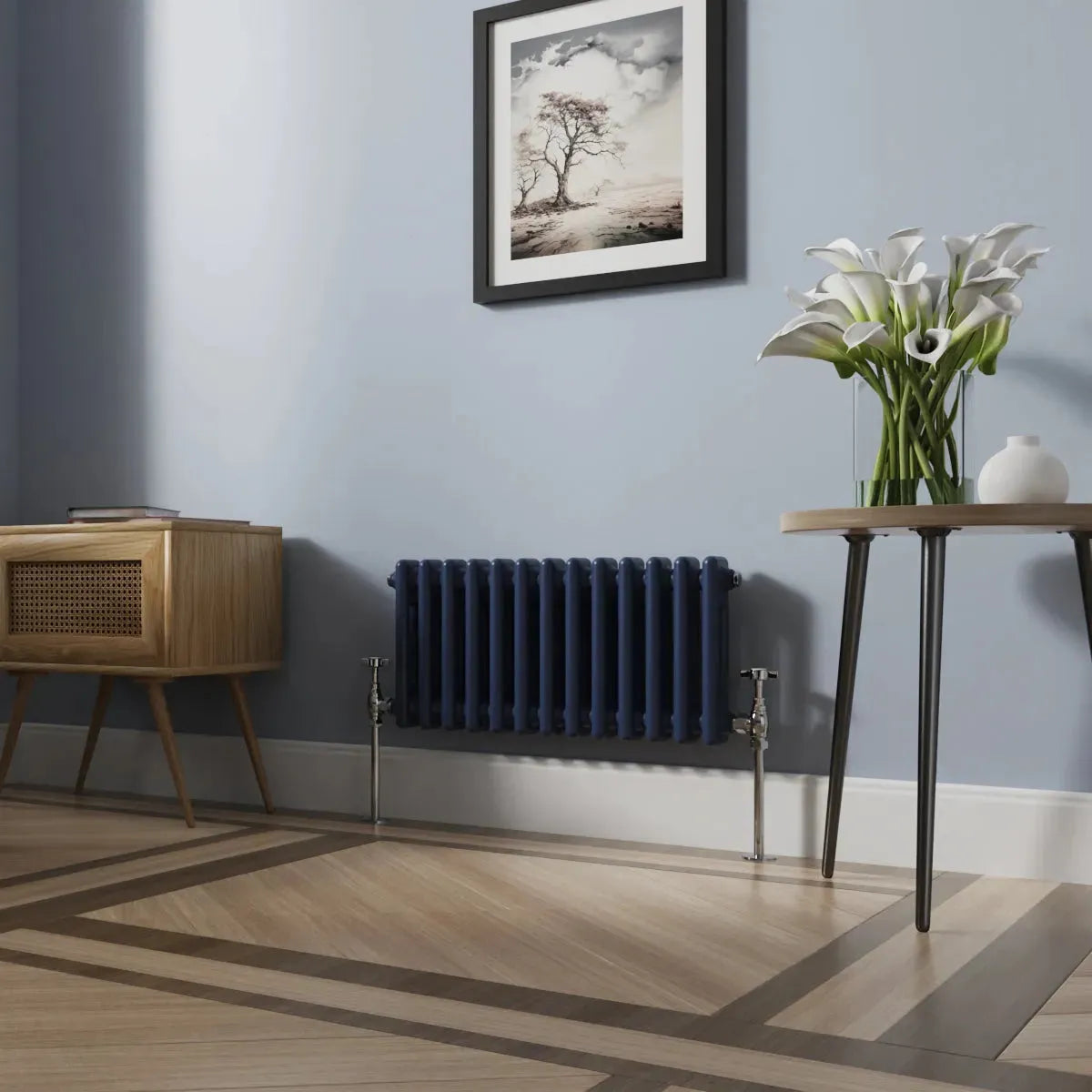 Ferentino - Traditional horizontal column radiator sapphire blue