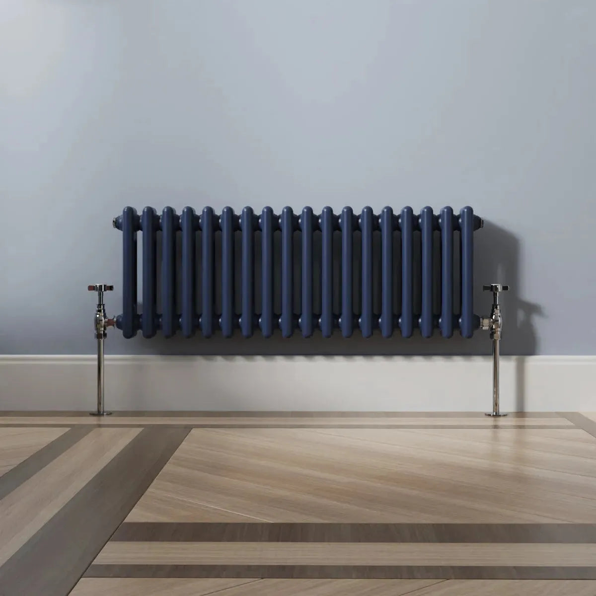 Ferentino - Traditional horizontal column radiator sapphire blue