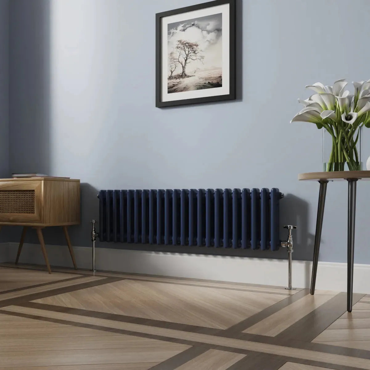 Ferentino - Traditional horizontal column radiator sapphire blue