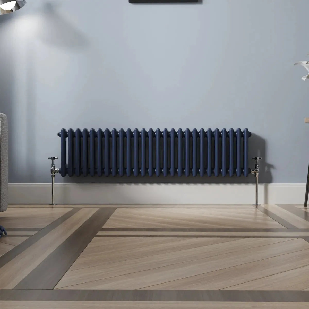 Ferentino - Traditional horizontal column radiator sapphire blue