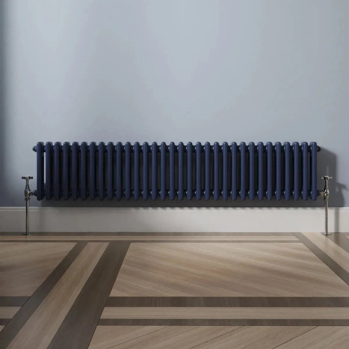 Ferentino - Traditional horizontal column radiator sapphire blue