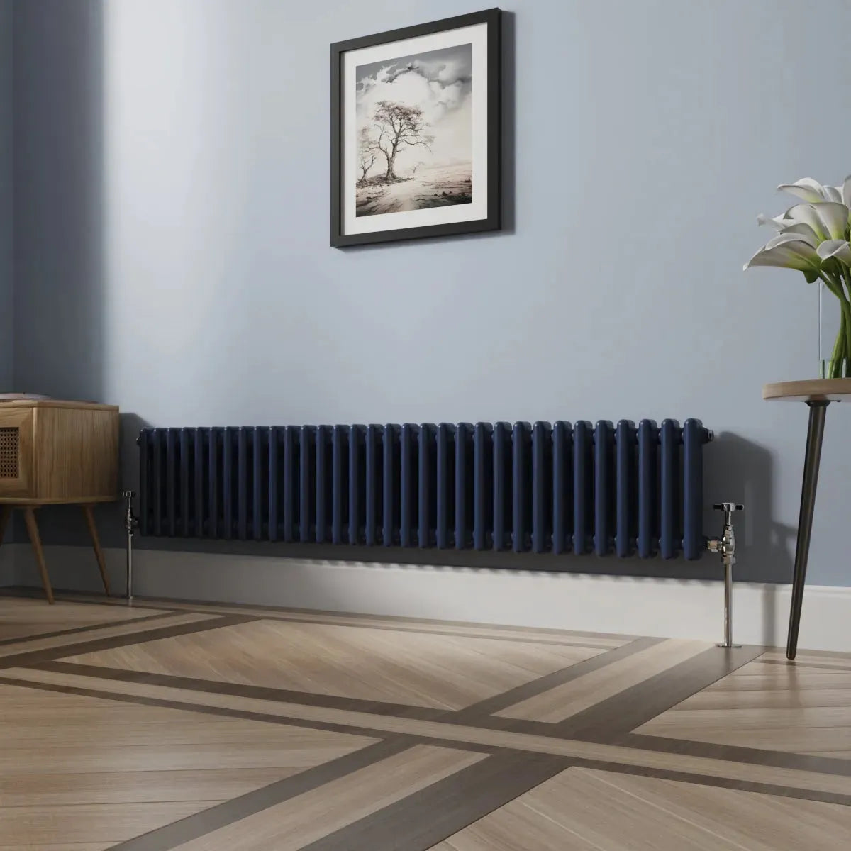 Ferentino - Traditional horizontal column radiator sapphire blue