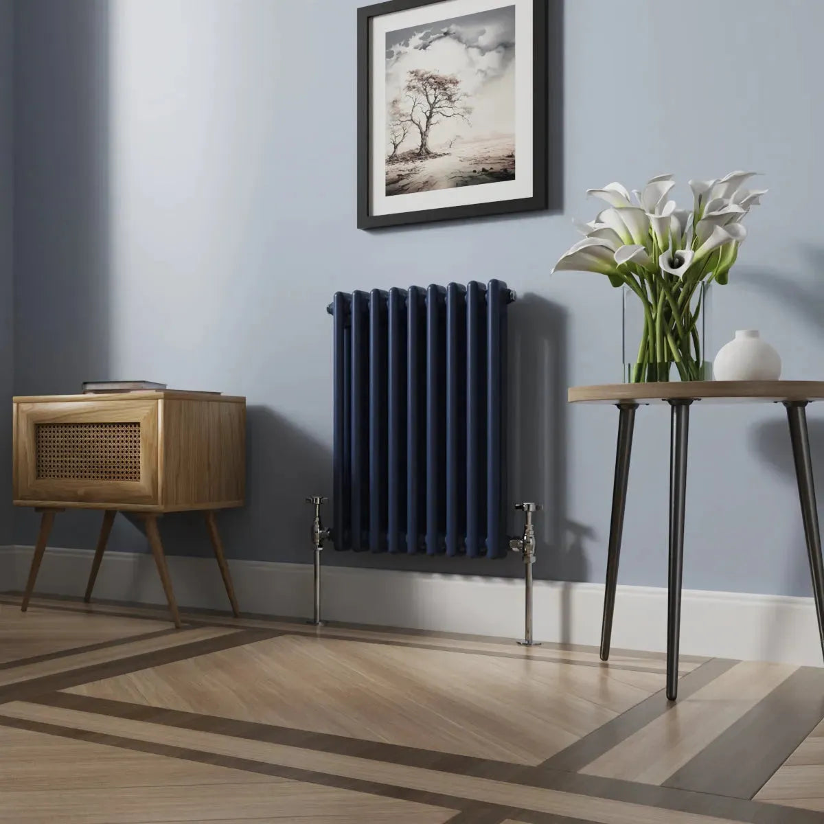 Ferentino - Traditional horizontal column radiator sapphire blue