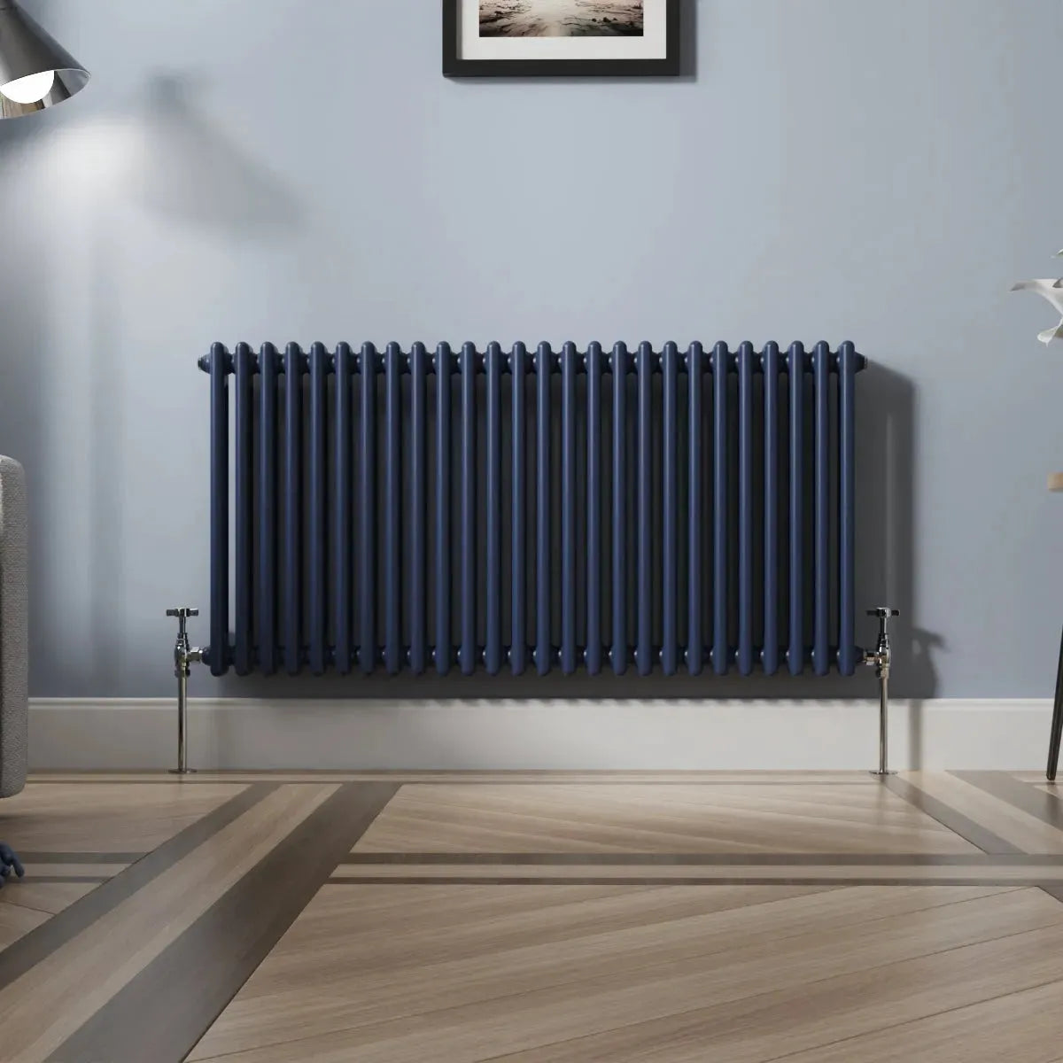 Ferentino - Traditional horizontal column radiator sapphire blue