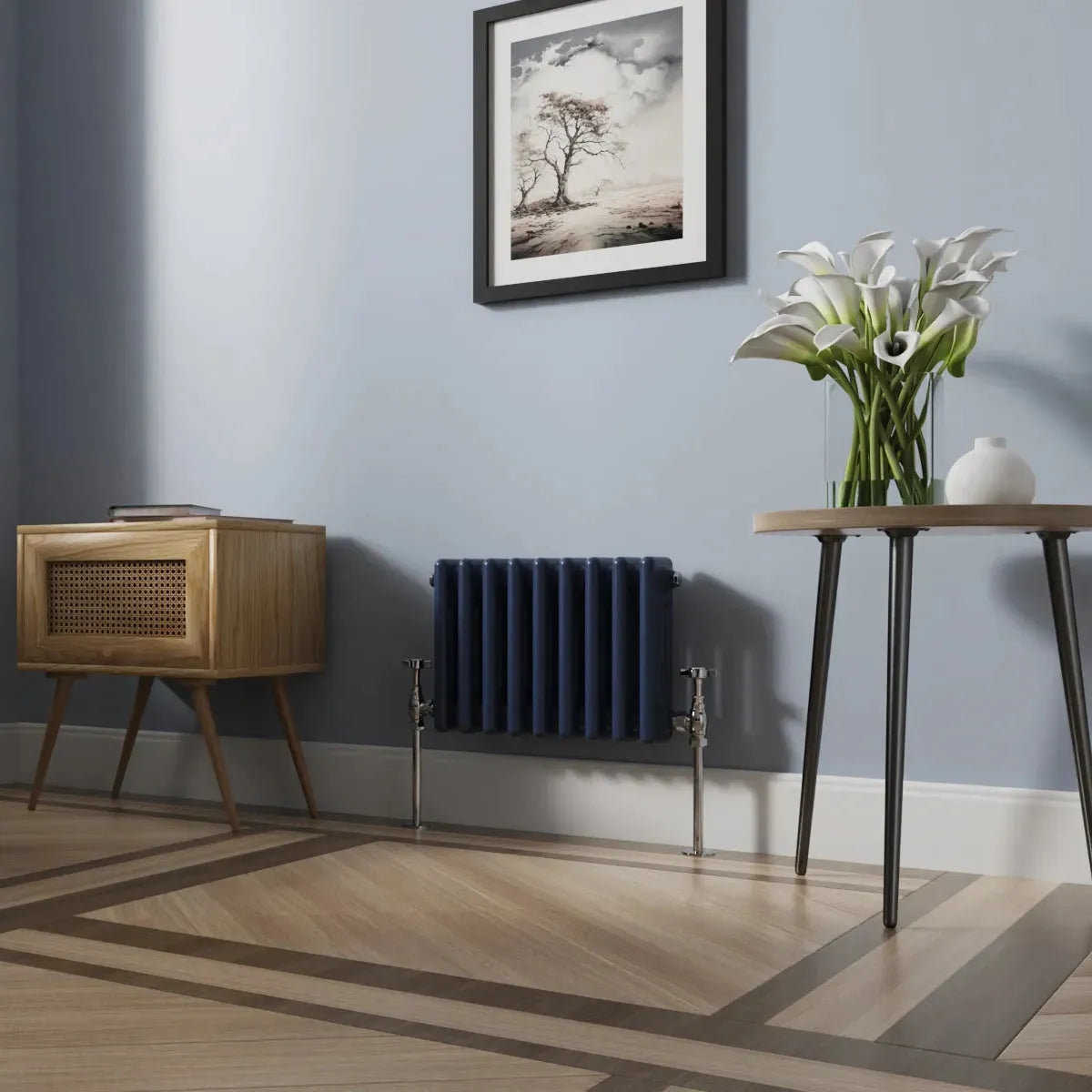 Ferentino - Traditional horizontal column radiator sapphire blue