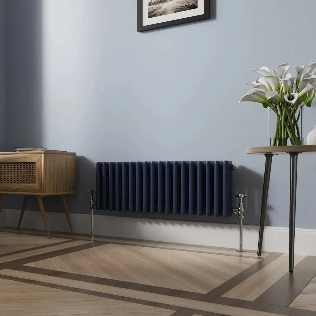 Ferentino - Traditional horizontal column radiator sapphire blue