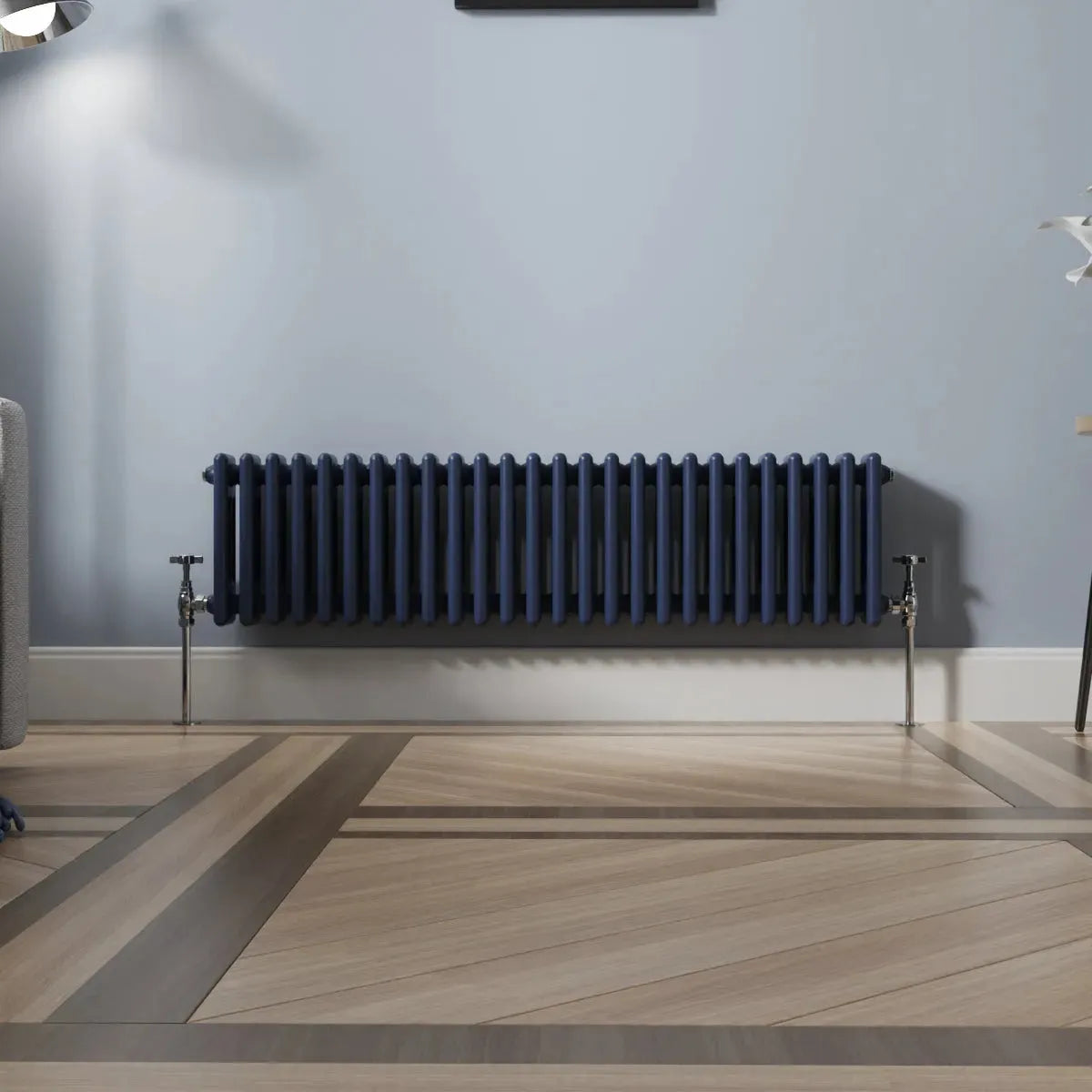 Ferentino - Traditional horizontal column radiator sapphire blue