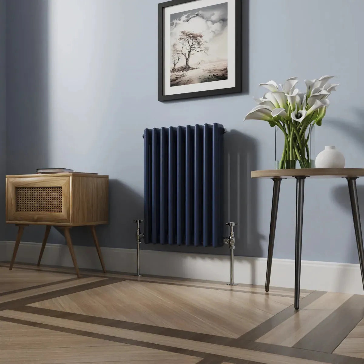 Ferentino - Traditional horizontal column radiator sapphire blue