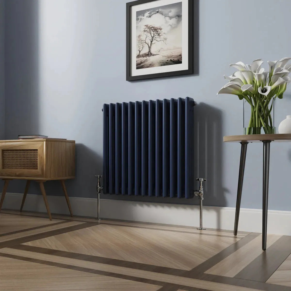 Ferentino - Traditional horizontal column radiator sapphire blue