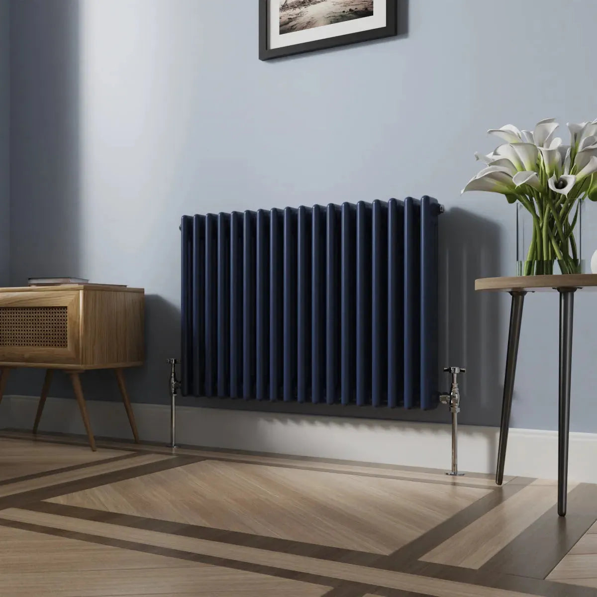 Ferentino - Traditional horizontal column radiator sapphire blue