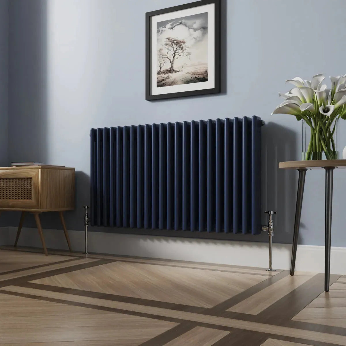 Ferentino - Traditional horizontal column radiator sapphire blue