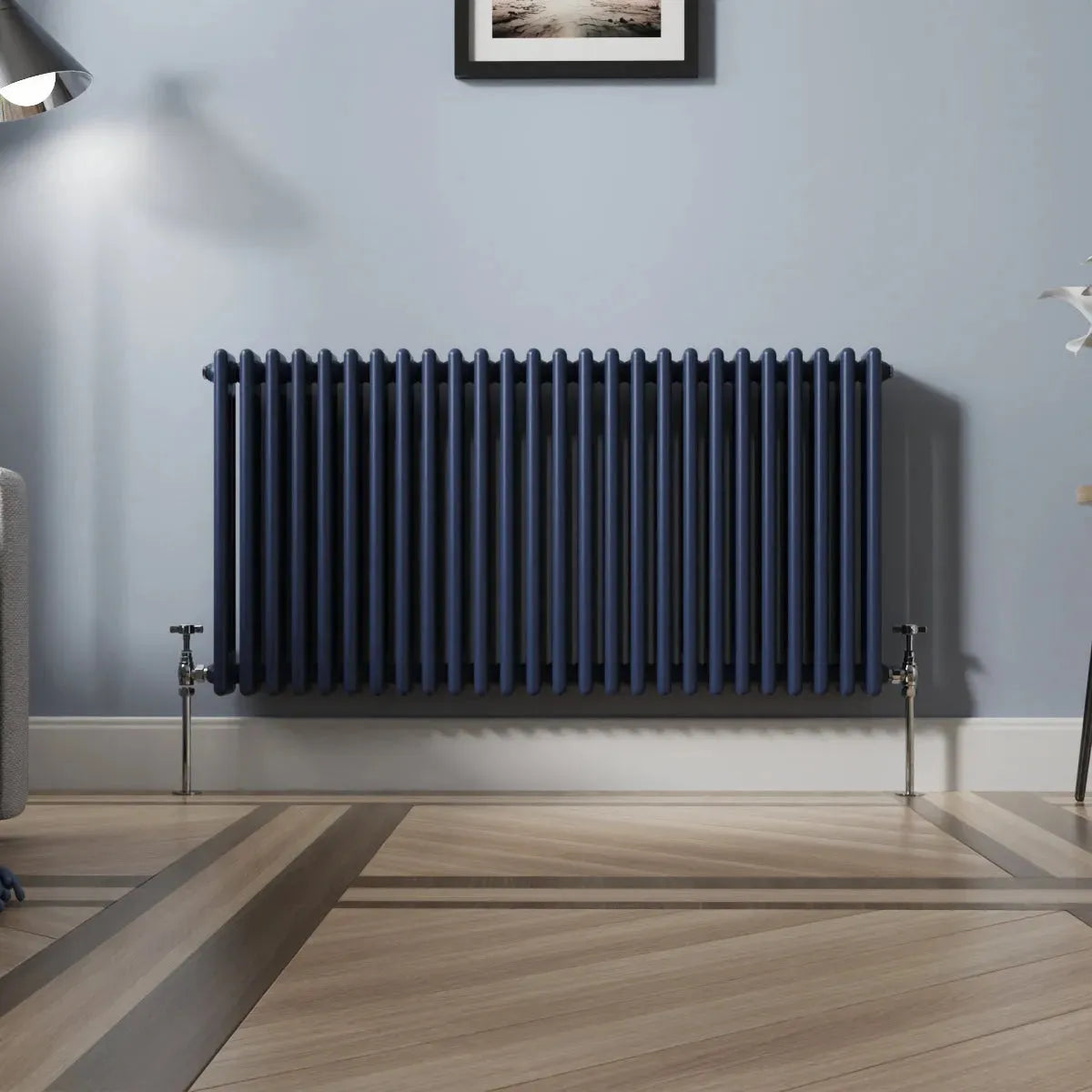 Ferentino - Traditional horizontal column radiator sapphire blue