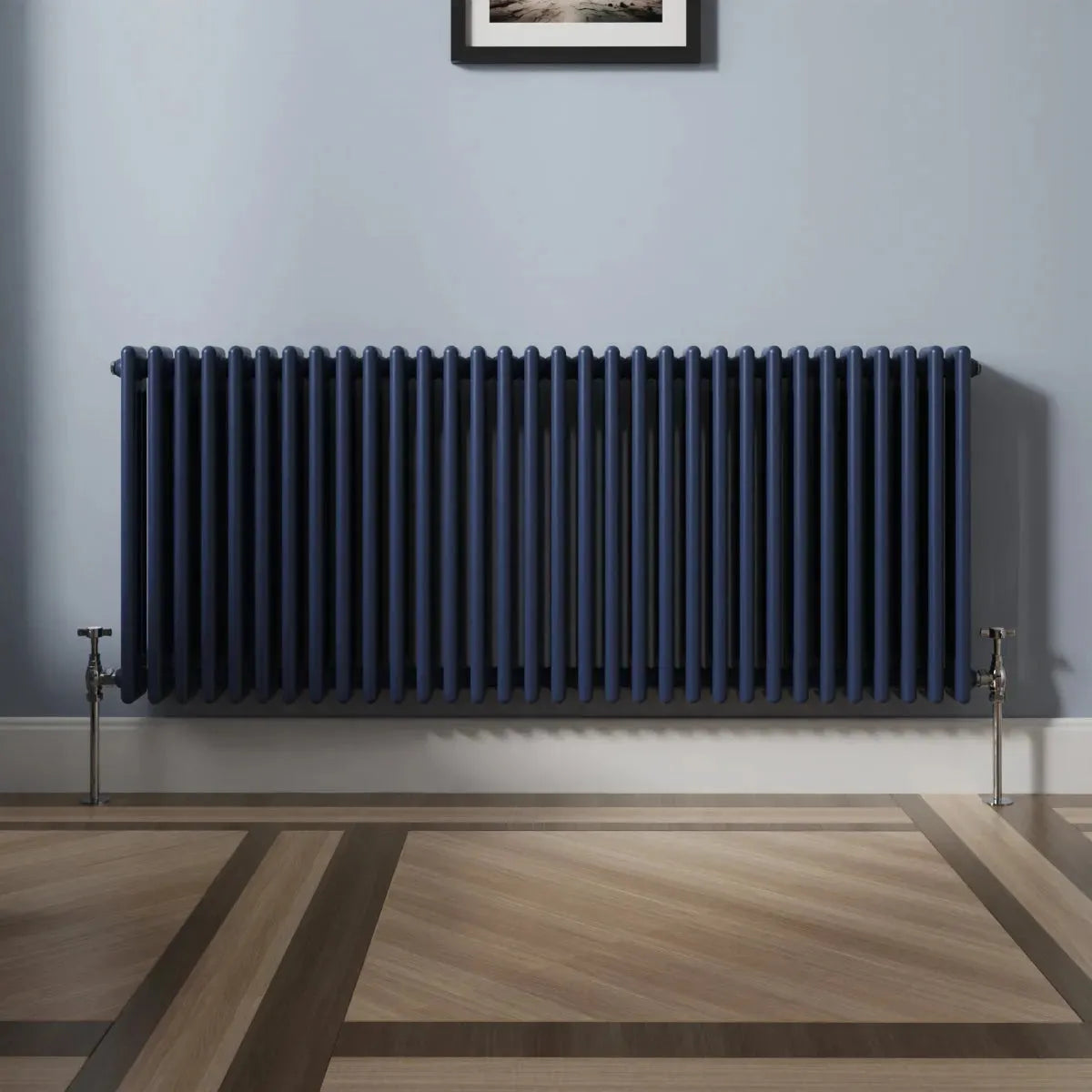 Ferentino - Traditional horizontal column radiator sapphire blue