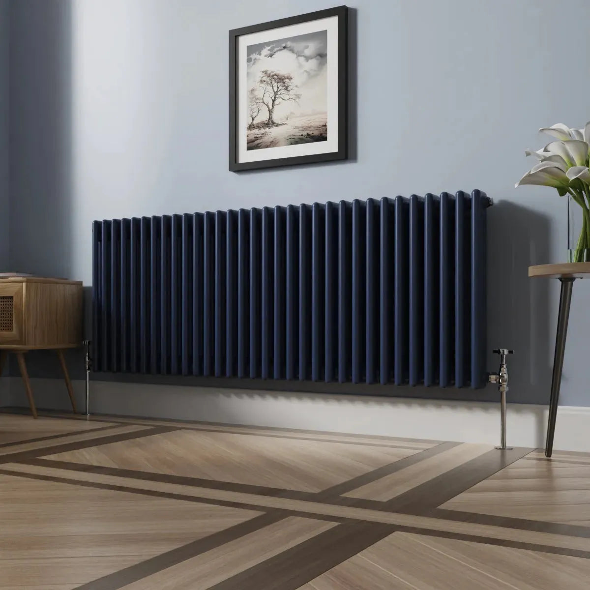 Ferentino - Traditional horizontal column radiator sapphire blue