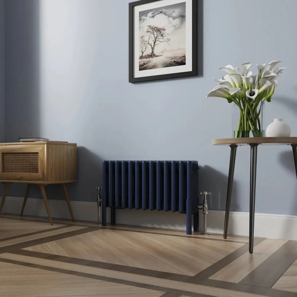 Ferentino - Traditional horizontal column radiator sapphire blue