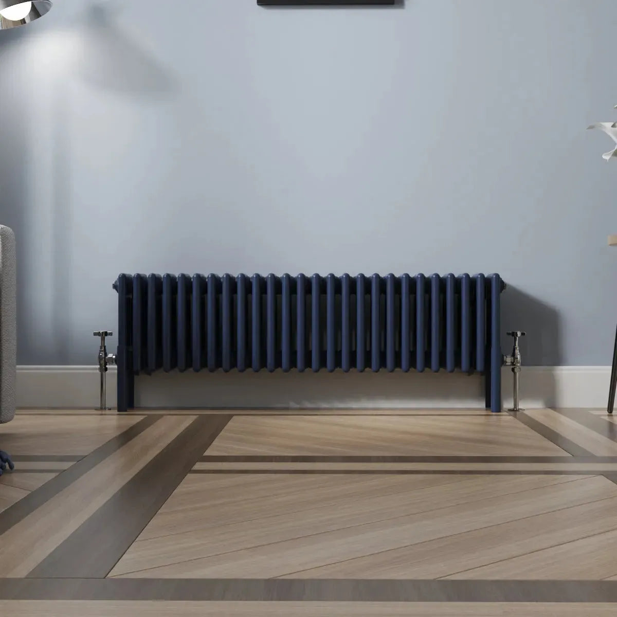 Ferentino - Traditional horizontal column radiator sapphire blue