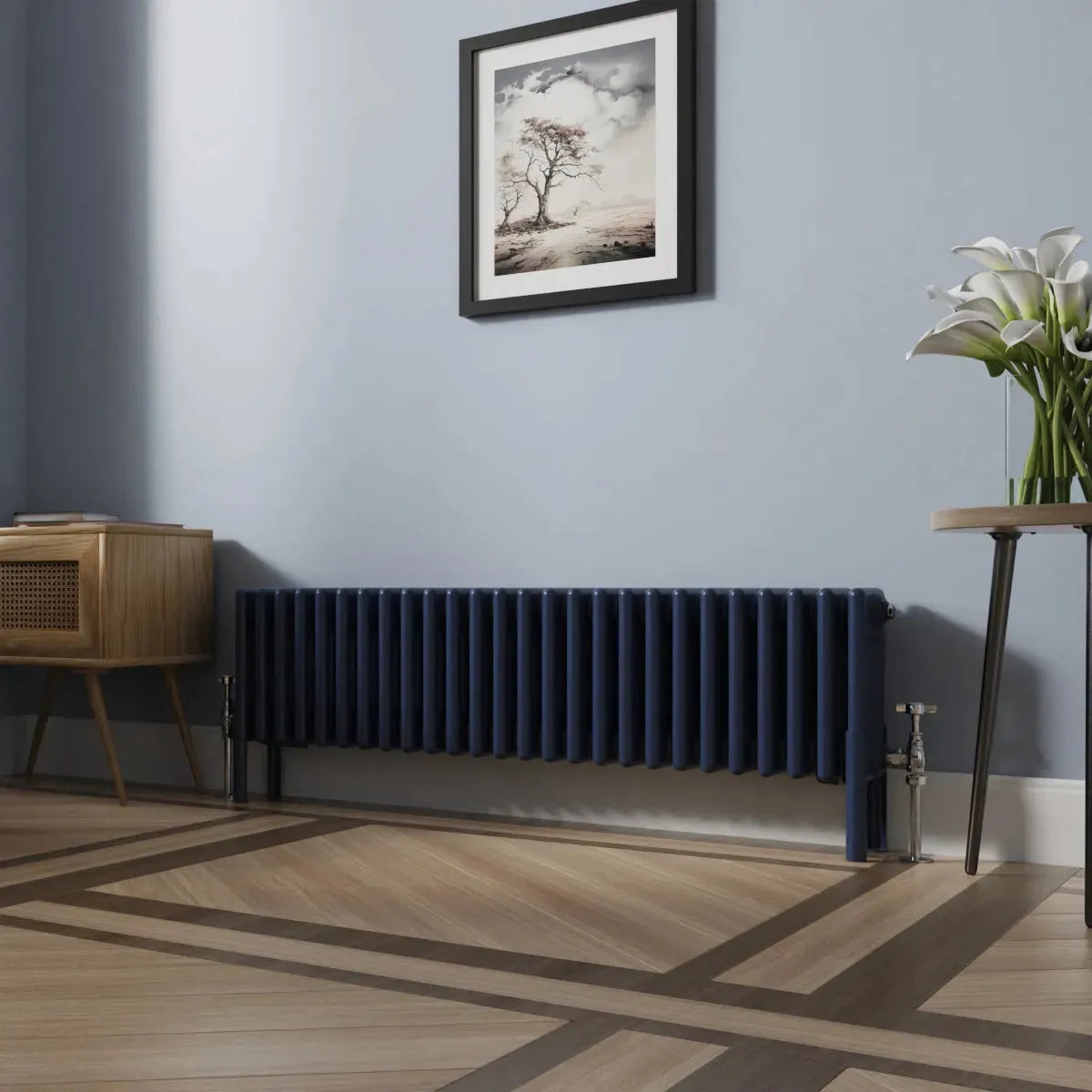 Ferentino - Traditional horizontal column radiator sapphire blue