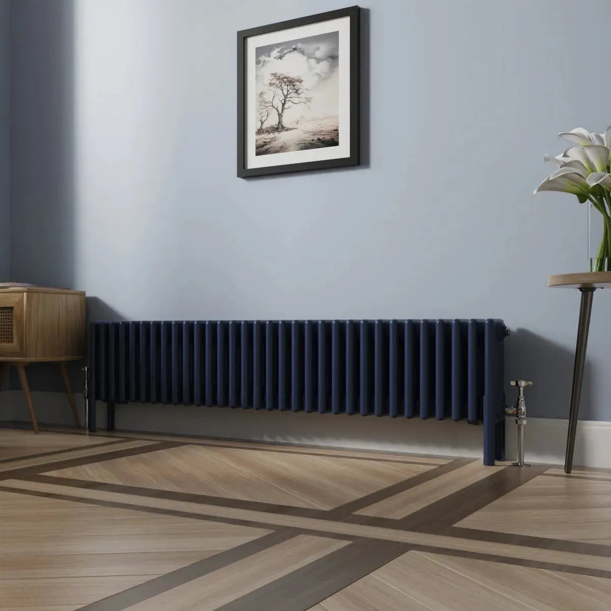 Ferentino - Traditional horizontal column radiator sapphire blue