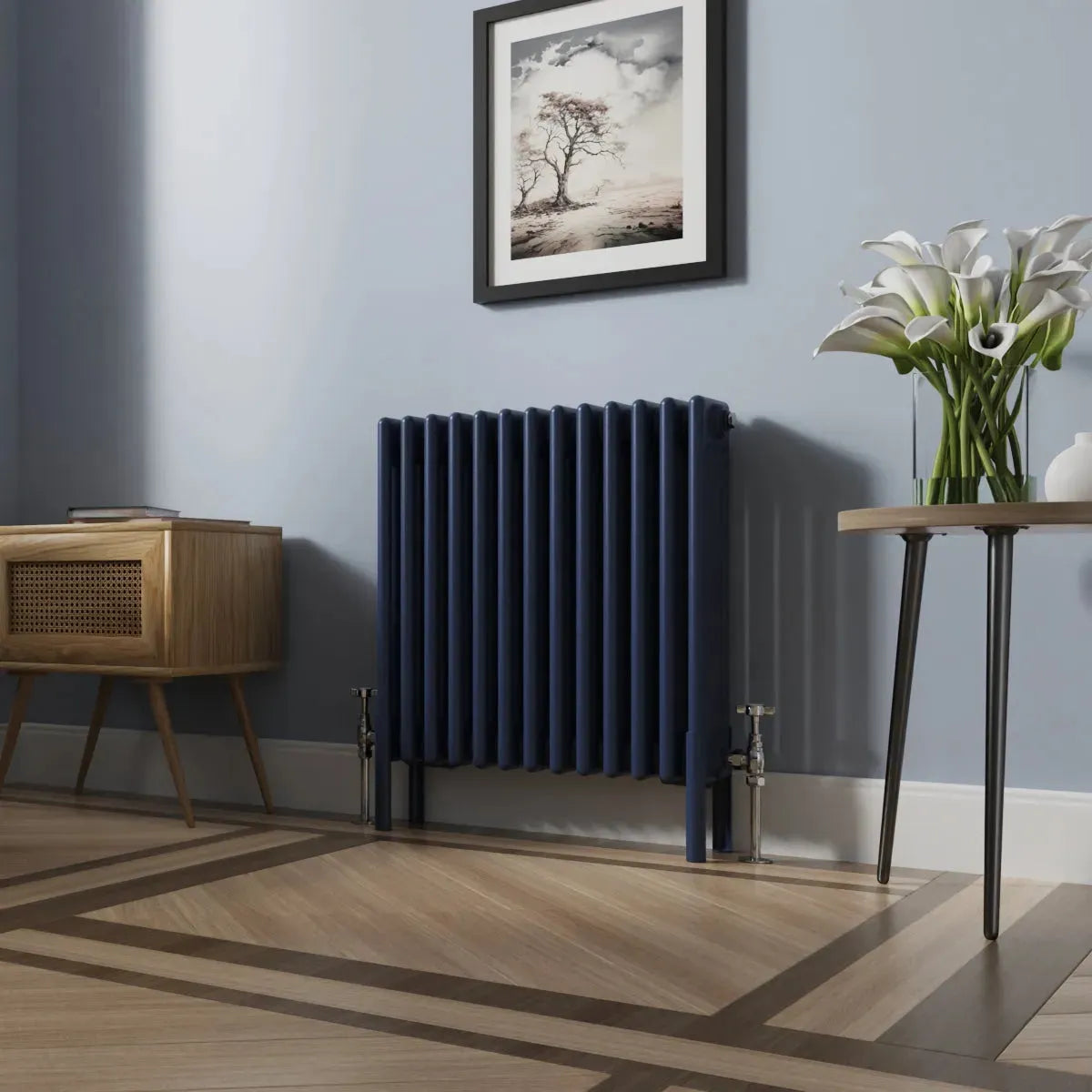 Ferentino - Traditional horizontal column radiator sapphire blue